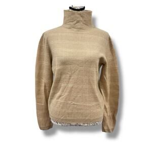 Vince Size XS S Beige Striped 100% Cashmere Crewneck Pullover Sweater